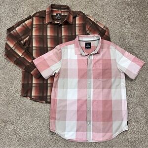 Prana Shirt Lot of 2 Mens Medium Casual Button Up Cotton Outdoor Plaid Bundle